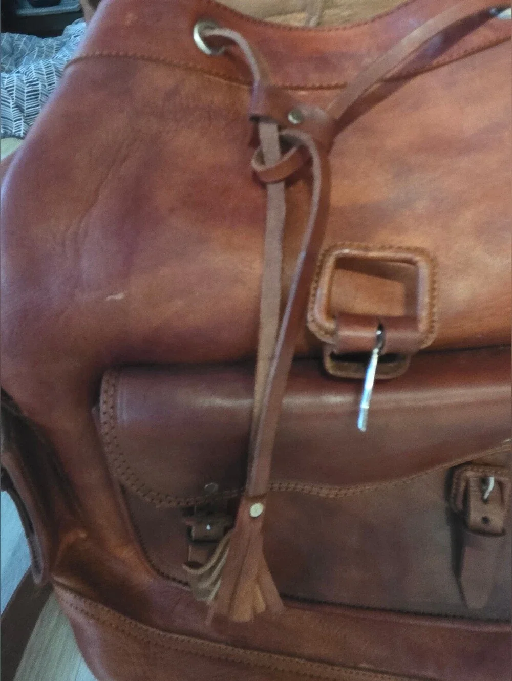 X-Large All Tan Mexican LEATHER Cargo Backpack 🎒